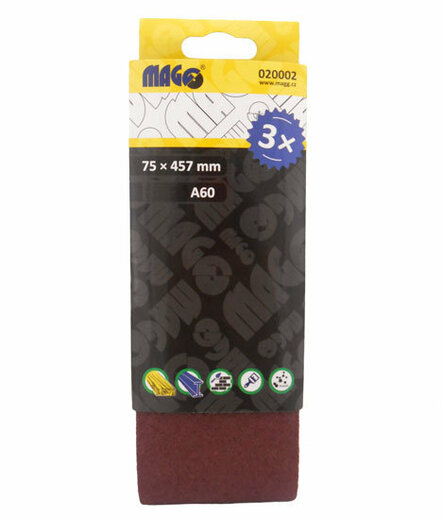 Brusný pás A40, 75 x 457 mm, sada 3 ks - MAGG 020001