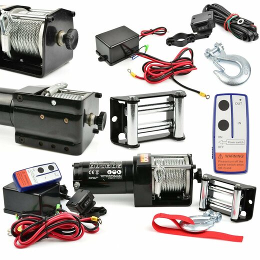 Elektrický lanový naviják 900 W/12 V, max zatížení 1,36 t, pro čtyřkolky - GEKO