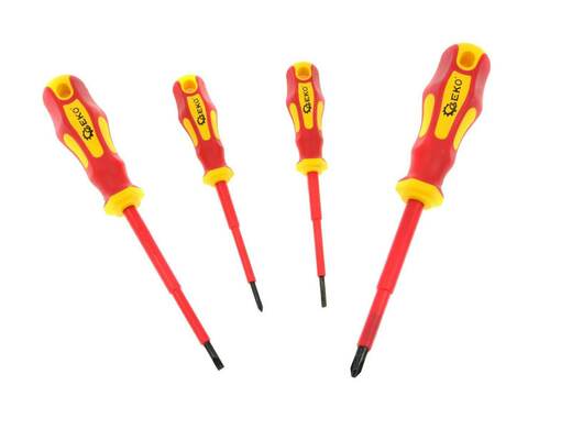 Elektrikářské šroubováky VDE ploché a křížové, izolace 1000 V, sada 4 ks