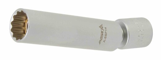 Hlavice na zapalovací svíčky 3/8", 14 mm, 12hranná, kloubová, délka 92 mm - ASTA