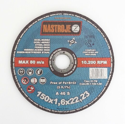 Kotouč řezný 150 x 1,6 x 22 mm, na ocel a nerez
