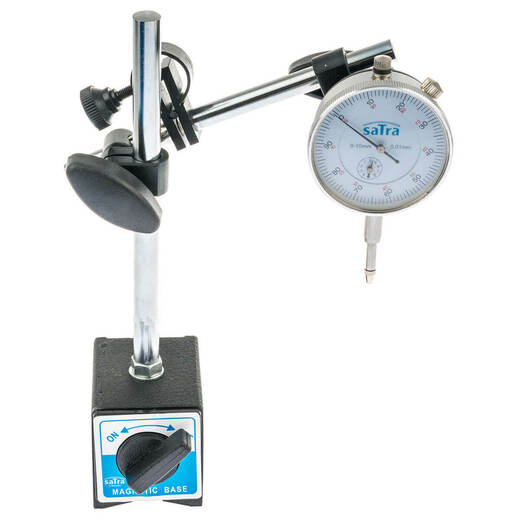 Magnetický stojan, stativ + úchylkoměr, rozsah 0 - 10 mm - SATRA