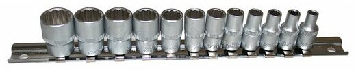 Nástrčné hlavice 12hranné palcové 3/8", 5/32" - 9/16", sada 12 ks na liště - ASTA