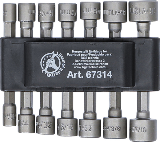 Nástrčné hlavice 1/4" 6hranné, metrické a palcové, sada 14 ks