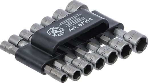 Nástrčné hlavice 1/4" 6hranné, metrické a palcové, sada 14 ks