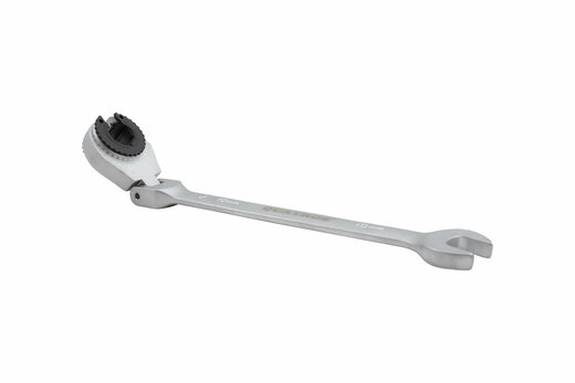 Očkoplochý kloubový klíč s ráčnou na převlečné matice, velikost 17 mm - QUATROS QS50217