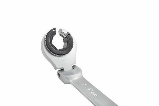 Očkoplochý kloubový klíč s ráčnou na převlečné matice, velikost 17 mm - QUATROS QS50217