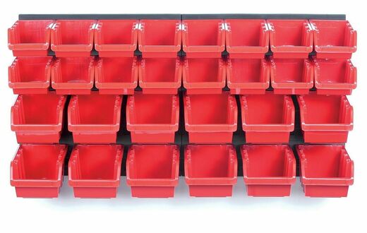 Závěsná stěna, držák s 30 boxy, 800x195x392 mm, plast - ORDERLINE