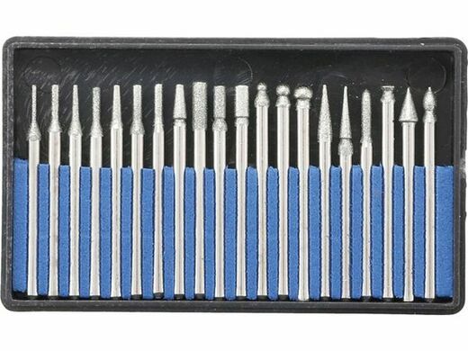 Brusná a frézovací tělíska, diamantová, dřík 3 mm, sada 20 ks - BGS 1607