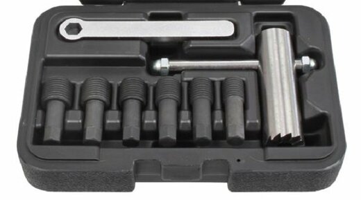 Přípravky na opravu sedla výpustné zátky olejové vany, M12x1,5 - M17x1,5, sada 8 kusů
