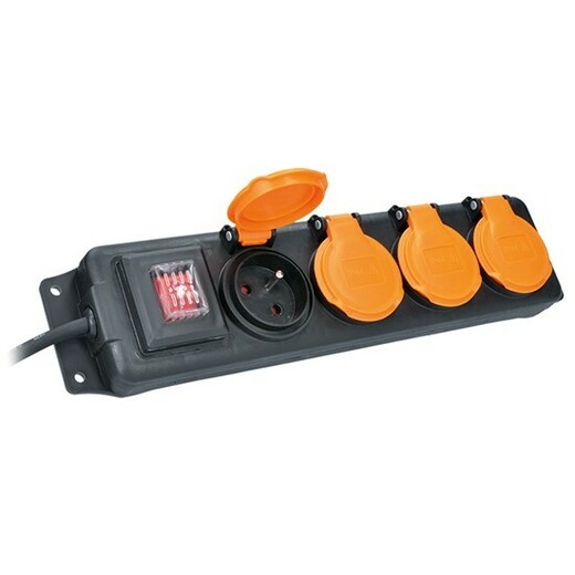 Prodlužovací kabel 3 m, venkovní IP44, 3 x 1,0 mm2, 4 zásuvky