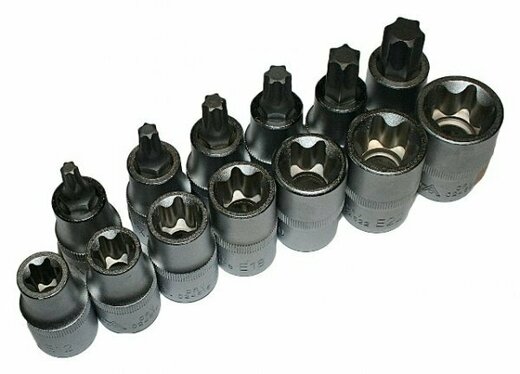Hlavice TORX 1/2", nástrčné, zástrčné a bity, 23 dílů - ASTA