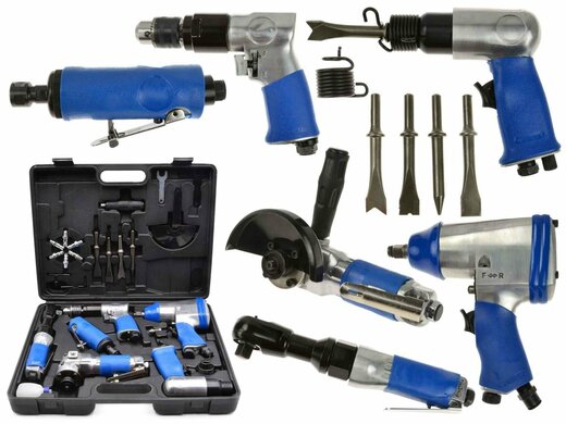 Pneumatické nářadí - rázový utahovák, bruska, ráčnový utahovák, vrtačka, sekáč