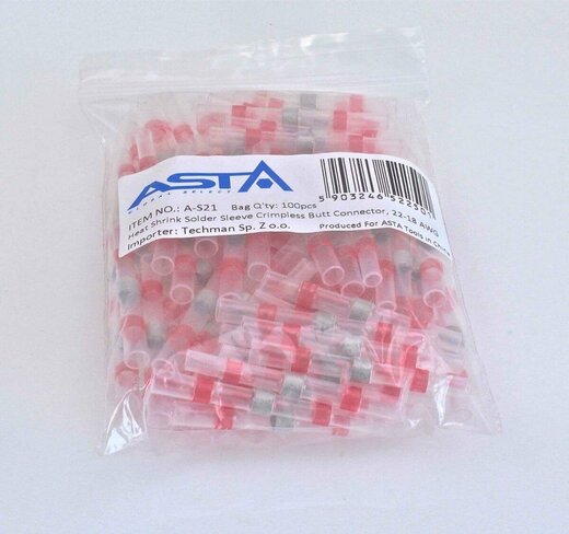 Smršťovací hadičky s cínem, 2.7 x 40 mm, 22-18 AWG, balení 100 ks - ASTA