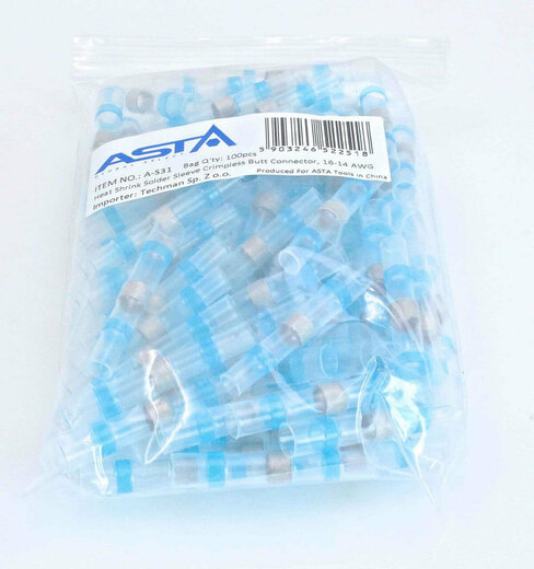 Smršťovací hadičky s cínem, 4.5 x 40 mm, 16-14 AWG, balení 100 ks - ASTA