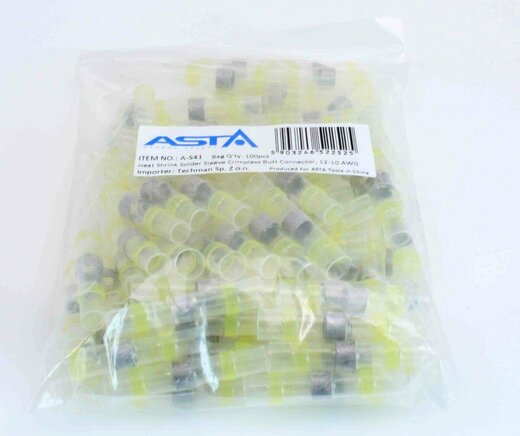 Smršťovací hadičky s cínem, 6.0 x 40 mm, 12-10 AWG, balení 100 ks - ASTA