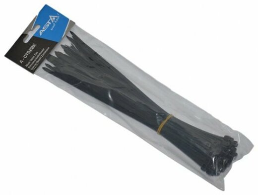 Stahovací pásky 5 x 250 mm, 50 kusů, černá barva - ASTA