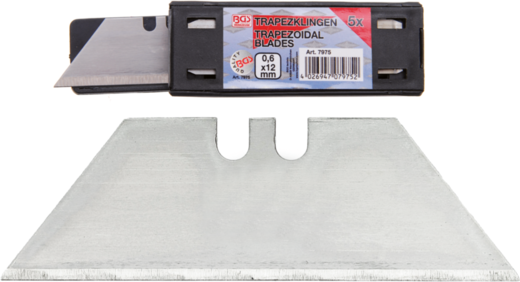 Trapézové čepele - břity pro vysouvací nůž, 0,6 x 12 mm, 5 kusů - BGS 7975