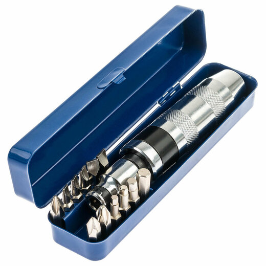 Úderový-rázový šroubovák na povolení šroubů, 1/2" s adaptérem 5/16" na bity, 13ks - SATRA