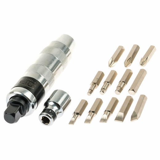 Úderový-rázový šroubovák na povolení šroubů, 1/2" s adaptérem 5/16" na bity, 13ks - SATRA