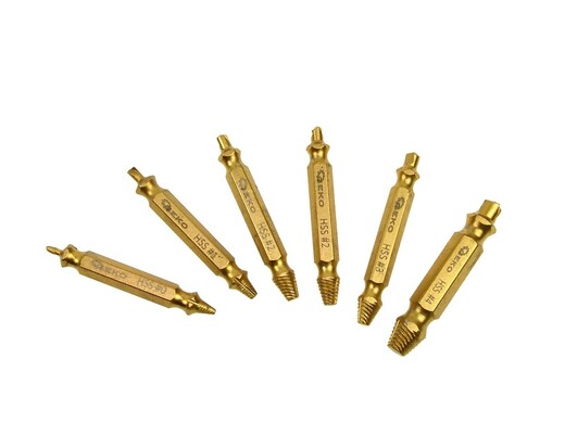 Vytahováky zalomených šroubů s poškozenou hlavou, oboustranné, 3-12 mm, 6 ks