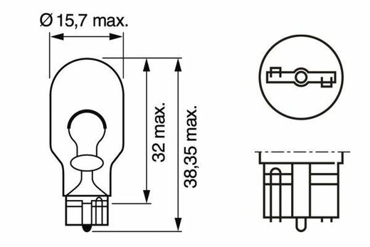 Žárovka blikače W16W (12V, 16W, W2,1x9,5d) - Bosch 1 987 302 821